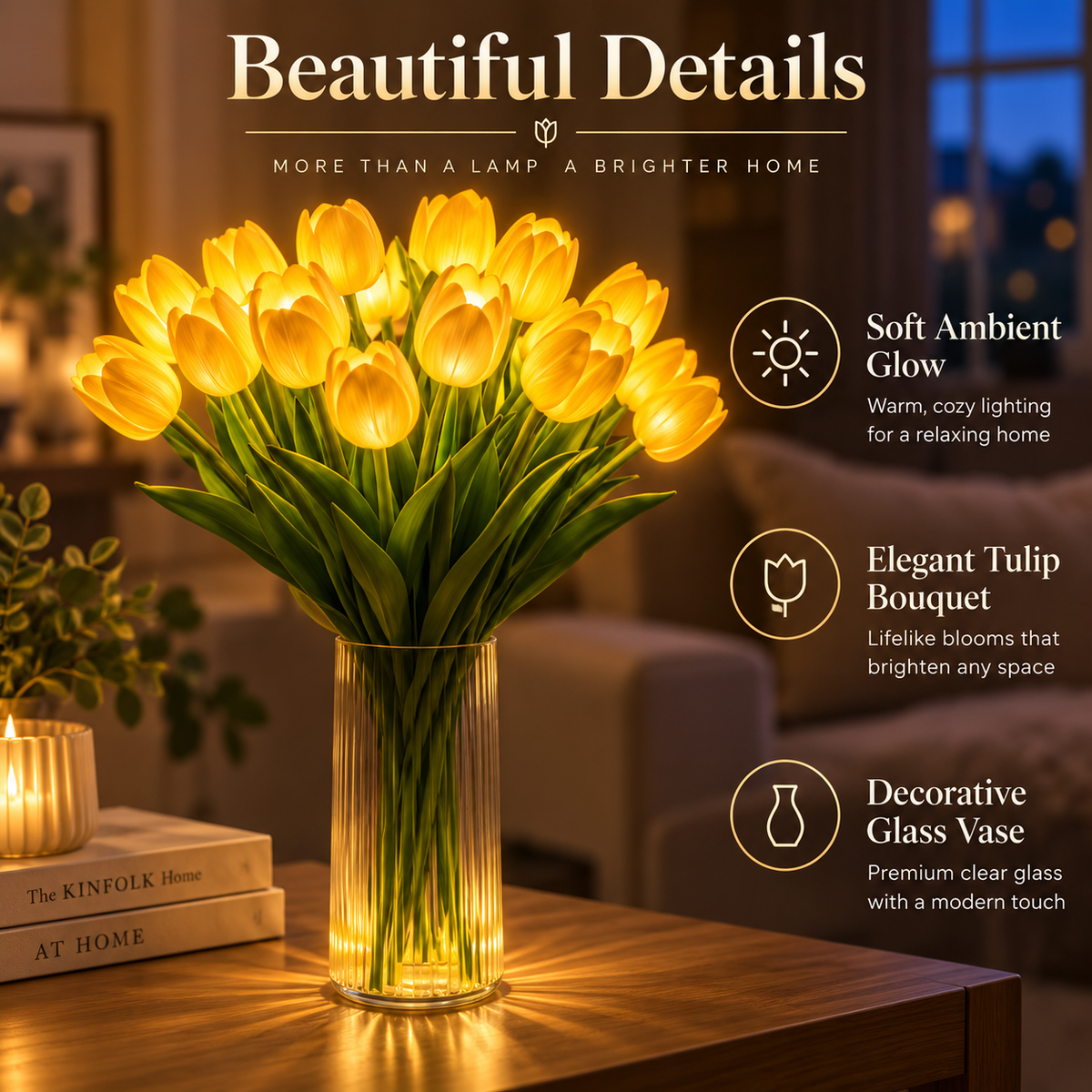 🌷Radiant Romantic Tulip Light-1 pack of 15 flowers