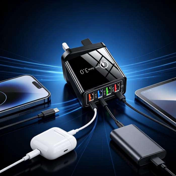 ⚡🔥 Buy 1 Get 1 FREE🔥 Smart 4-Port USB Charger | Quick Charge 3.0 with Intelligent Power Management