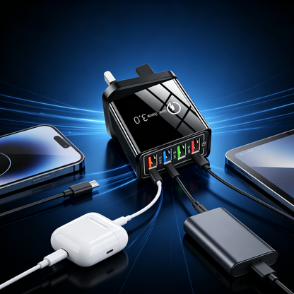 ⚡🔥 Buy 1 Get 1 FREE🔥 Smart 4-Port USB Charger | Quick Charge 3.0 with Intelligent Power Management
