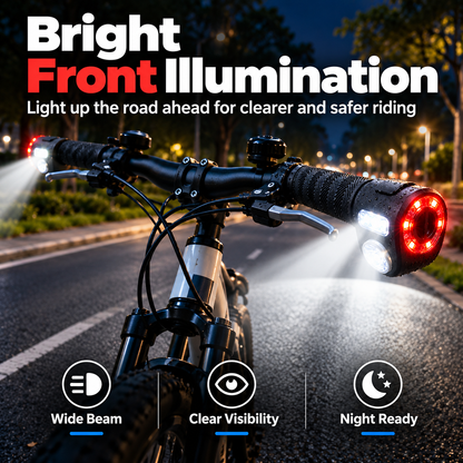 🚴Bike Bar-End Safety Lights (Pair) | USB Rechargeable, Front & Rear Visibility, Hidden Mount