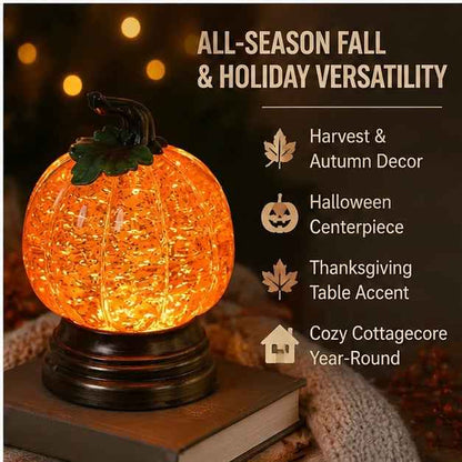 🔥Last Day 49% OFF -🔥🎃Glitter Lighted Pumpkin Snow Globe