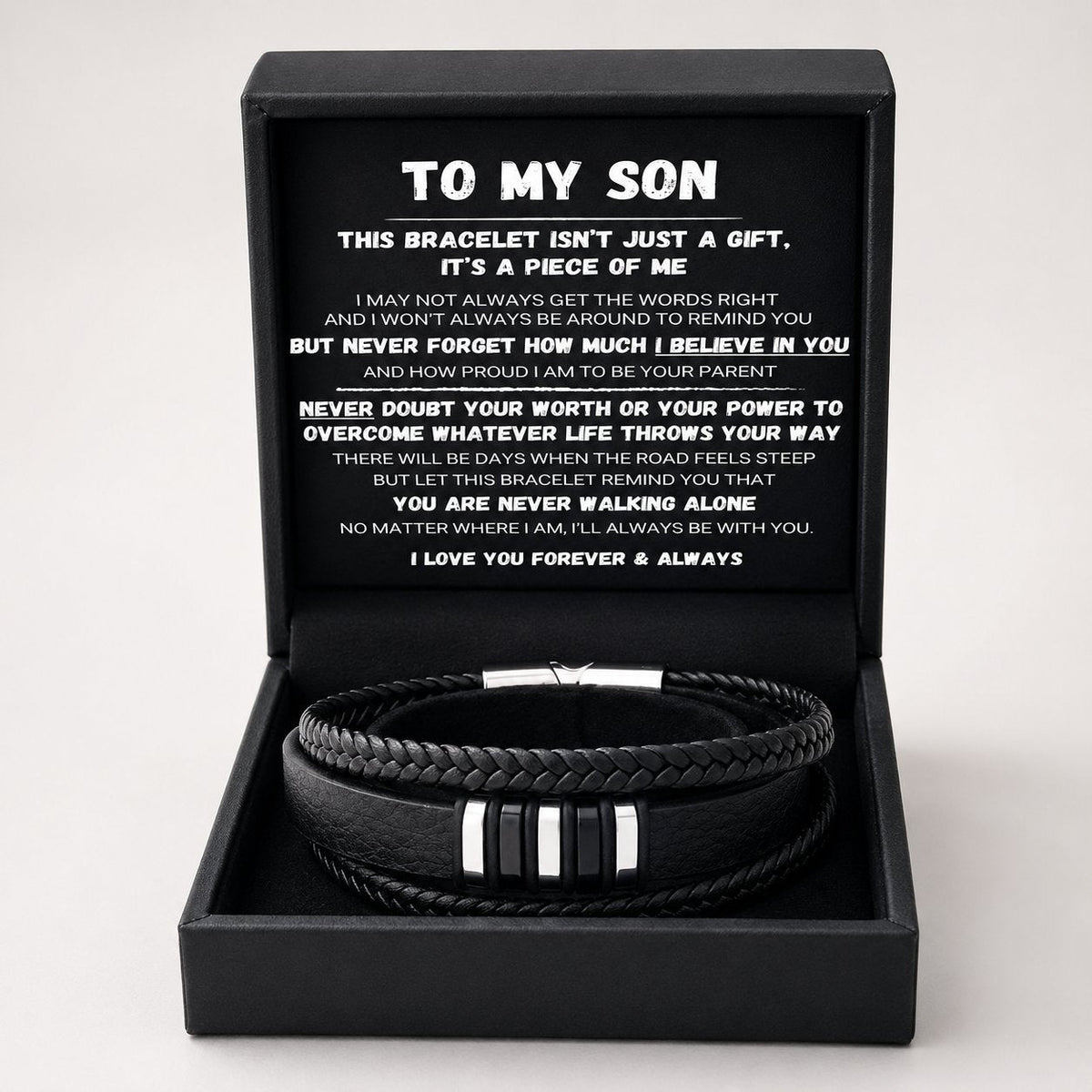 ✨Last Day 49 % OFF🖤To My Son — Handmade Never Walk Alone Braided Bracelet