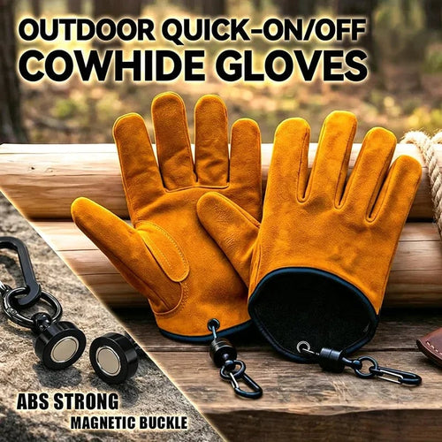 💯 Outdoor Thickened Wear-Resistant Cowhide Work Gloves
