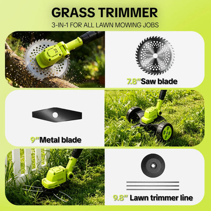 🌿Limited Time 50% OFF✨ 3-in-1 Cordless Lawn Mower Combo, Powerful Grass Trimmer & Edger For Household Gardens
