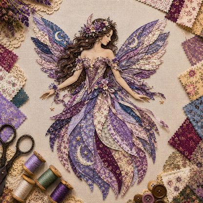 💯🧚‍♀️🌸 Premium Fairy Patchwork DIY Kit | High-Quality Layered Fabric with Floral Wings DIY Handmade Fantasy Wall Decor ✨15*12cm
