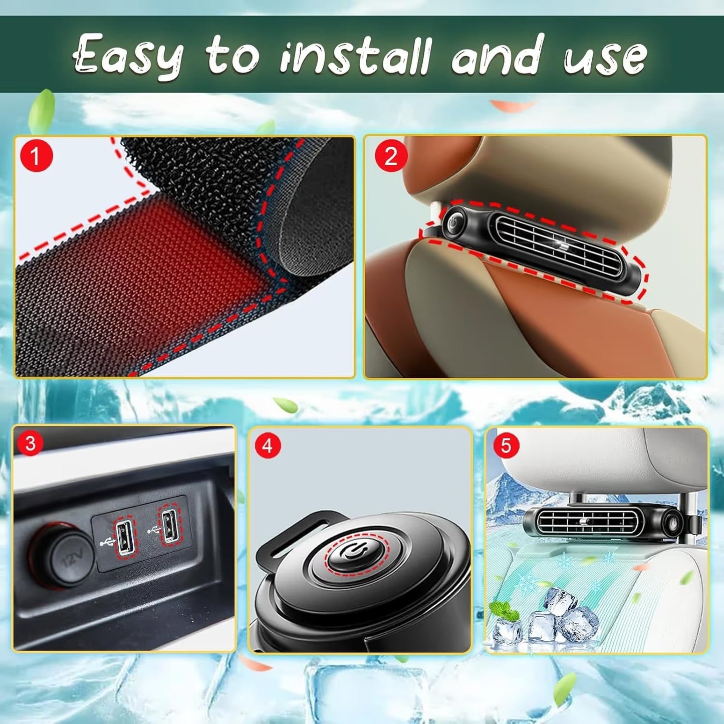 Stylish, Powerful & Space-Saving Car Rear Seat Cooling Fan