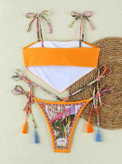 🔥Summer Hot Sale🌺👙 Boho Floral Bikini Set – Bold, Bright & Beach-Ready