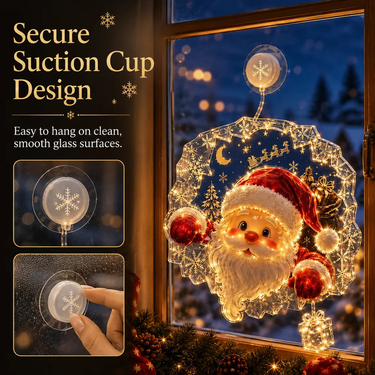 ✈️Last Day 50% OFF✨🎄Lighted Christmas Window Decoration with Suction Cup | Warm LED Window Light with Double-Layer Design & Multiple Festive Styles Flat Version✨ - image 8