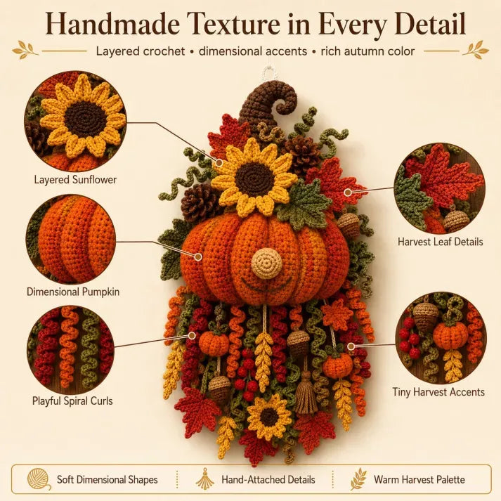 🔥LAST DAY 49% OFF - 🧶 DIY Seasonal 3D Crochet Door Hanger Kit Collection | Coordinated Yarn, Filling, Accessories & Step-by-Step Instructions Included 💕