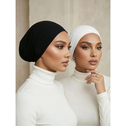 🔥3 Pack Women Solid Jersey Hijab Flat Top Cap
