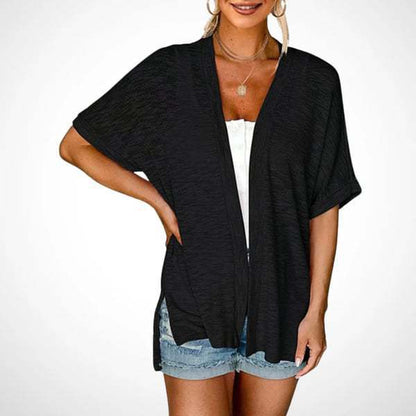 Womens Lightweight Cardigan 2026 Summer Short Sleeve Open Front Beach Coverup Vacation Outdoorfun Knitwear Comfort Casual Loose Minimalist Basic Knitting Batwing Shortsleeve Tops Womenswear