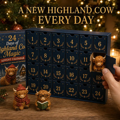 🐮🎄 24 Days of Highland Cow Advent Calendar – 24 Collectible Figurines
