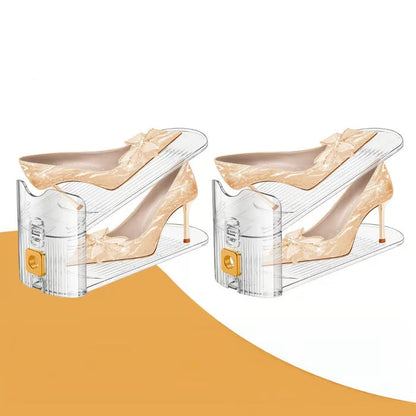 🔥 Adjustable Double-Layer Clear Shoe Slots Organizer