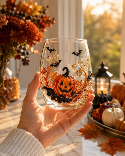 🎃 3D Halloween Artisan Glassware Collection | For Magical Halloween Sips, Eye-Catching 3D Details, Luminous Festive Party Moments & Cozy Fall Home Bar Glow