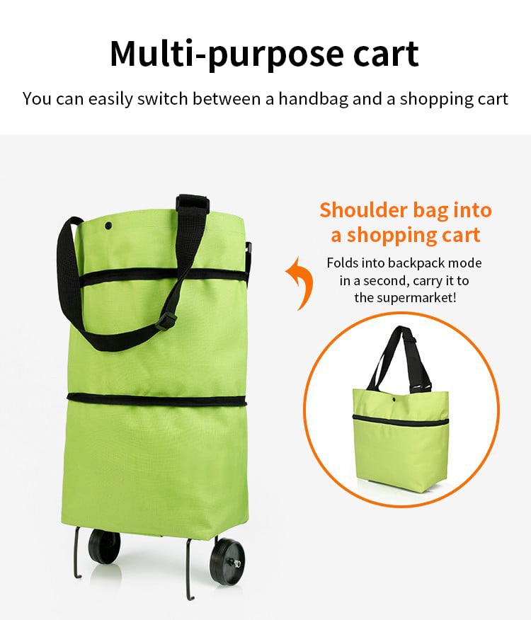 🔥 50% OFF|🛍️✨  3-in-1 Expandable Rolling Shopping Tote – 🛞Hidden Wheels & 44LB Capacity