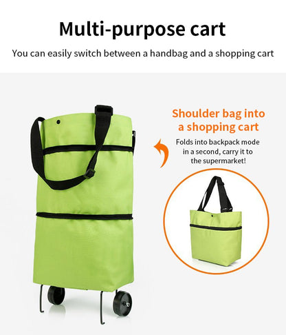 🔥 50% OFF|🛍️✨  3-in-1 Expandable Rolling Shopping Tote – 🛞Hidden Wheels & 44LB Capacity