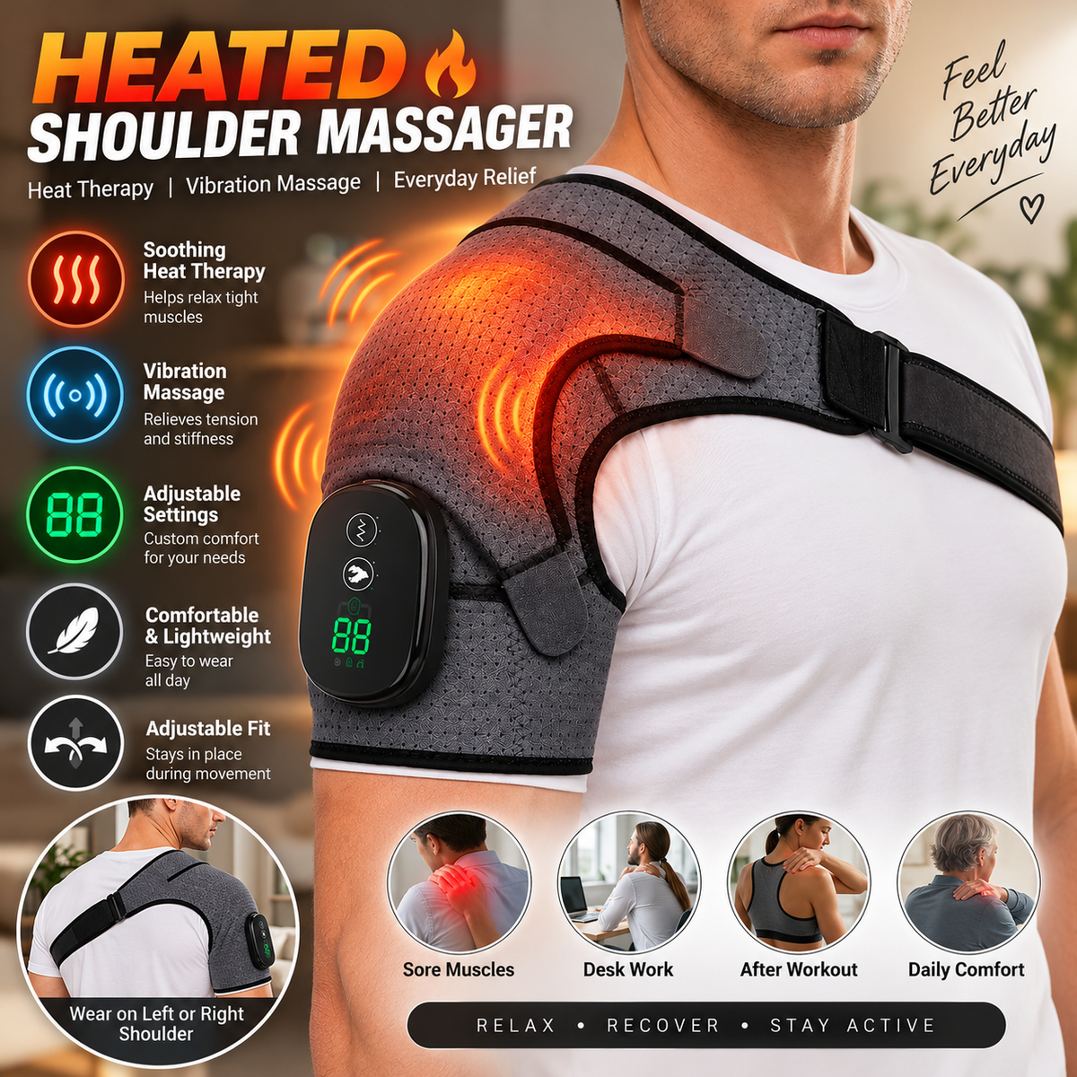 🔥 WarmEase – Heated Shoulder Massager with Vibration