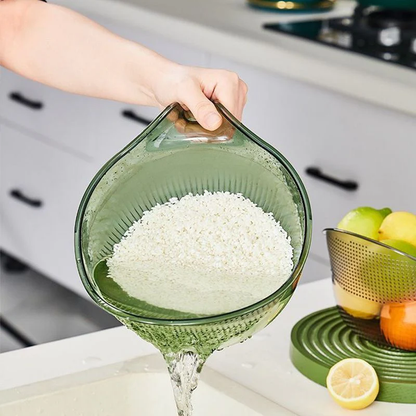 🥗 Multi-Purpose Rice Washing & Strainer Bowl | Wash Rice, Fruits & Vegetables