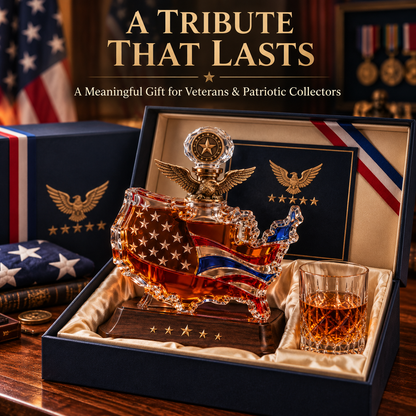 A TRIBUTE THAT LASTS-Veterans Tribute Crystal Decanter