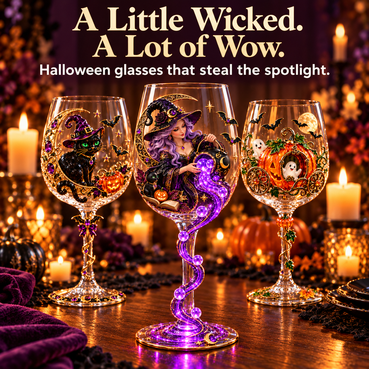 🎃 Halloween Decorative Wine Glass Collection | 5 Spooky Designs