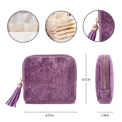 Velvet anti-tangle travel portable jewelry storage bag with tassel zipper