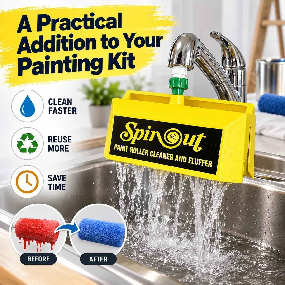 🎁Paint Roller Cleaner with Hose &amp; Faucet Adapter