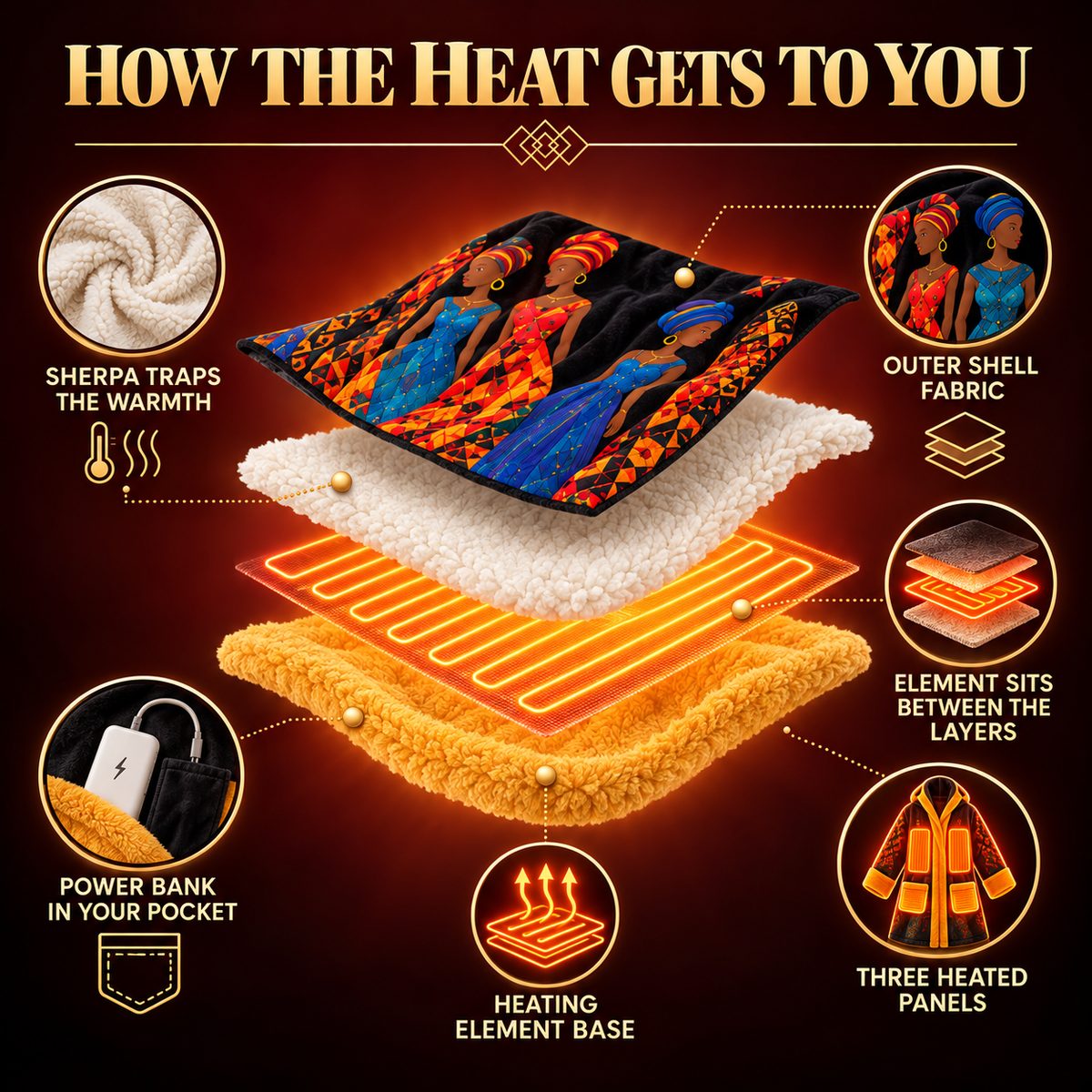 🔥 5-Mode Heated Sherpa Robe – Full-Length Wearable Warmth with Built-In Foot Pocket