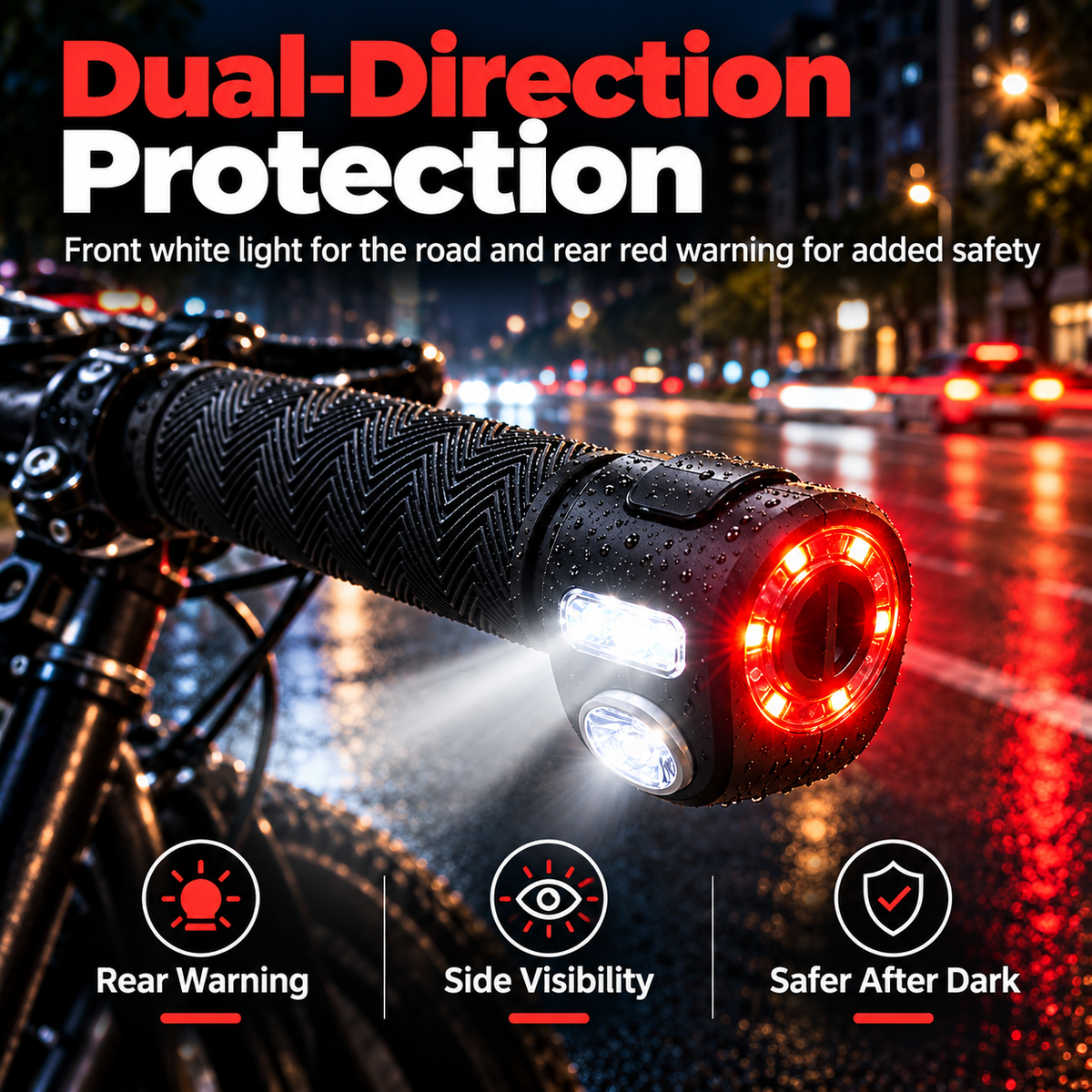 🚴Bike Bar-End Safety Lights (Pair) | USB Rechargeable, Front & Rear Visibility, Hidden Mount