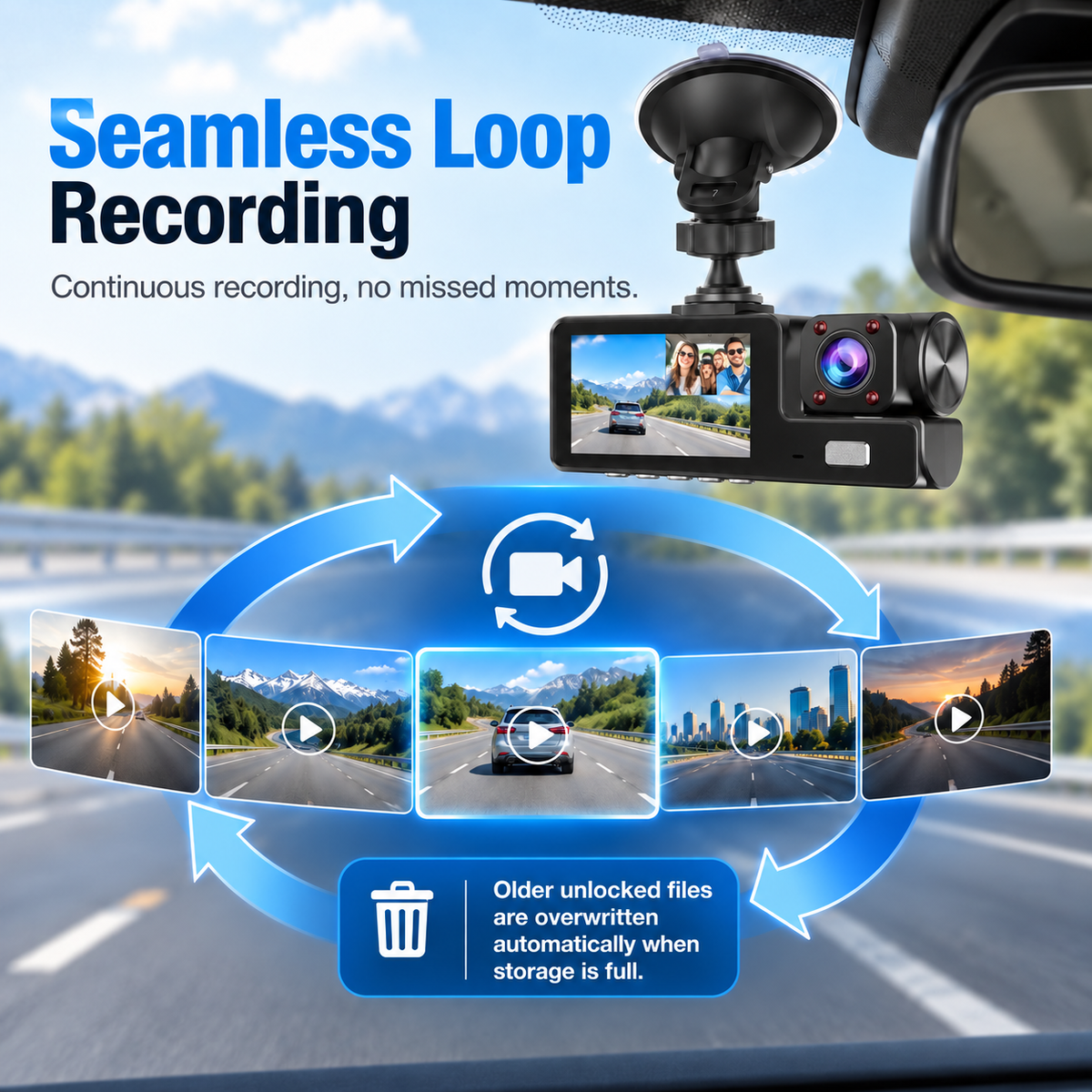 Upgraded 360° Protection Dash Cam: Triple-Lens 1080P Front • Cabin • Rear – Never Drive Blind Again! 🚗🛡️