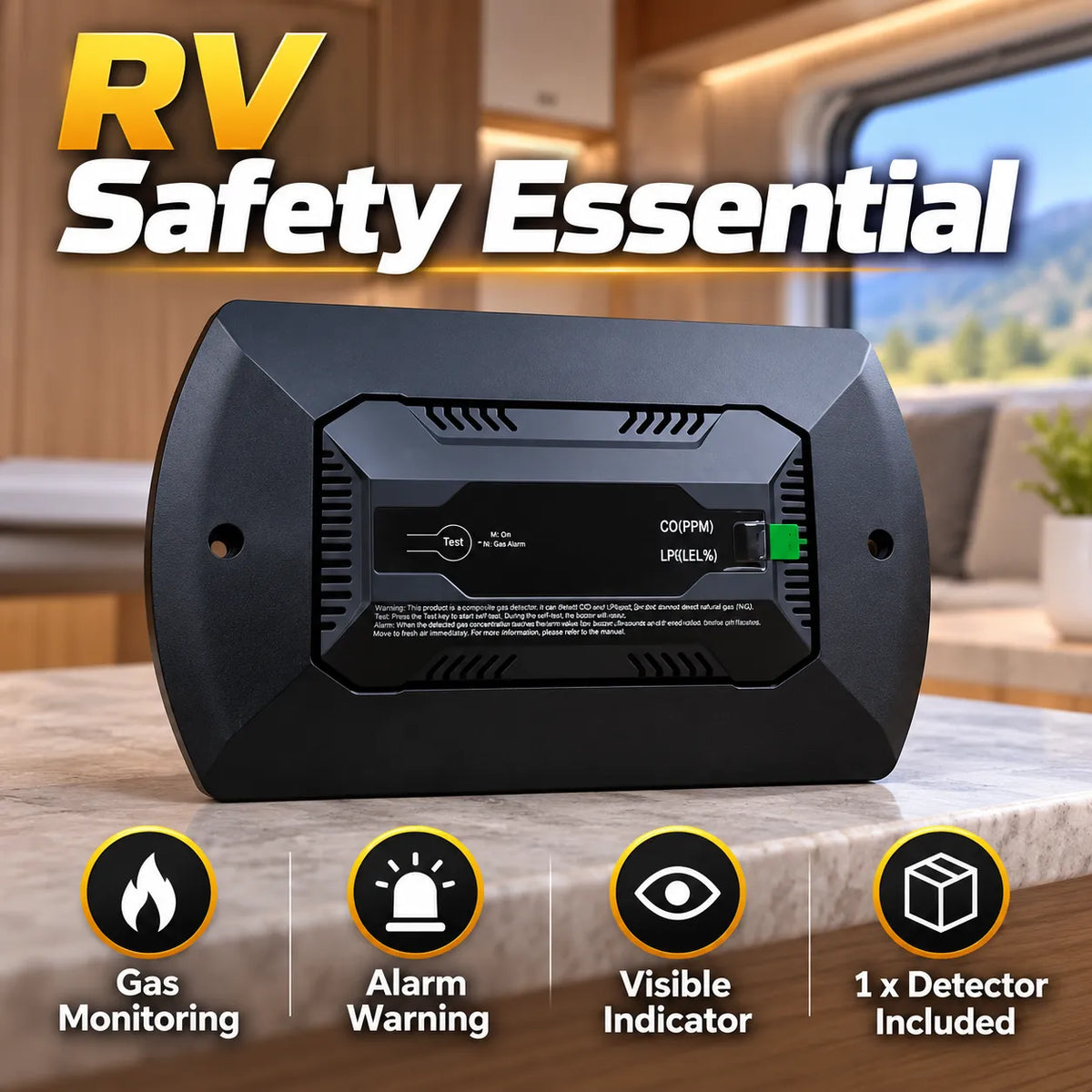 🚐🔔 2-in-1 RV Gas & CO Detector — Stay Safe on Every Journey! 🛡️✨