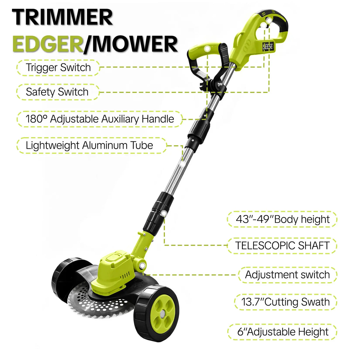 🌿Limited Time 50% OFF✨ 3-in-1 Cordless Lawn Mower Combo, Powerful Grass Trimmer & Edger For Household Gardens
