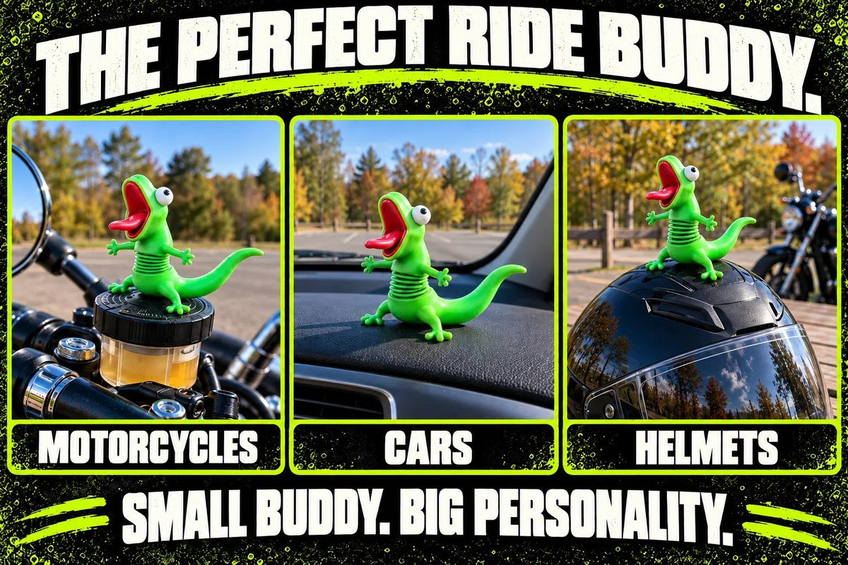 🔥Buy More Save More🔥- 🦎🏍Wobbly Riding Buddy – Car & Motorcycle Decor