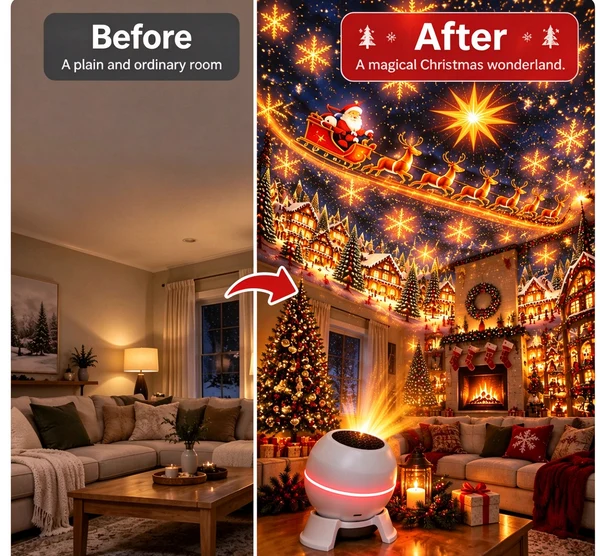 🎄 Christmas Projector Light – Indoor Holiday Projection Lamp for Walls & Ceilings