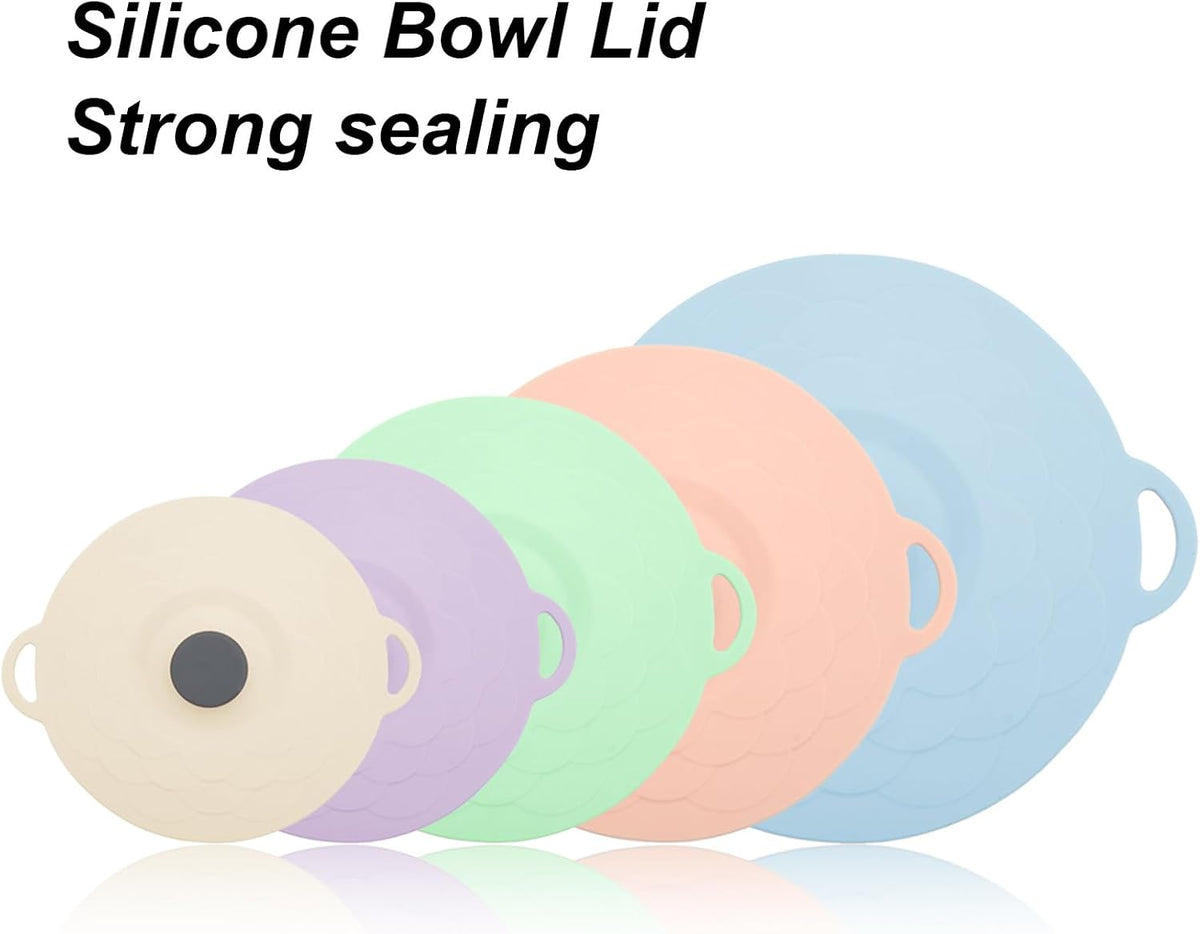 5 Pcs Non-Slip Silicone Suction Container with Lid