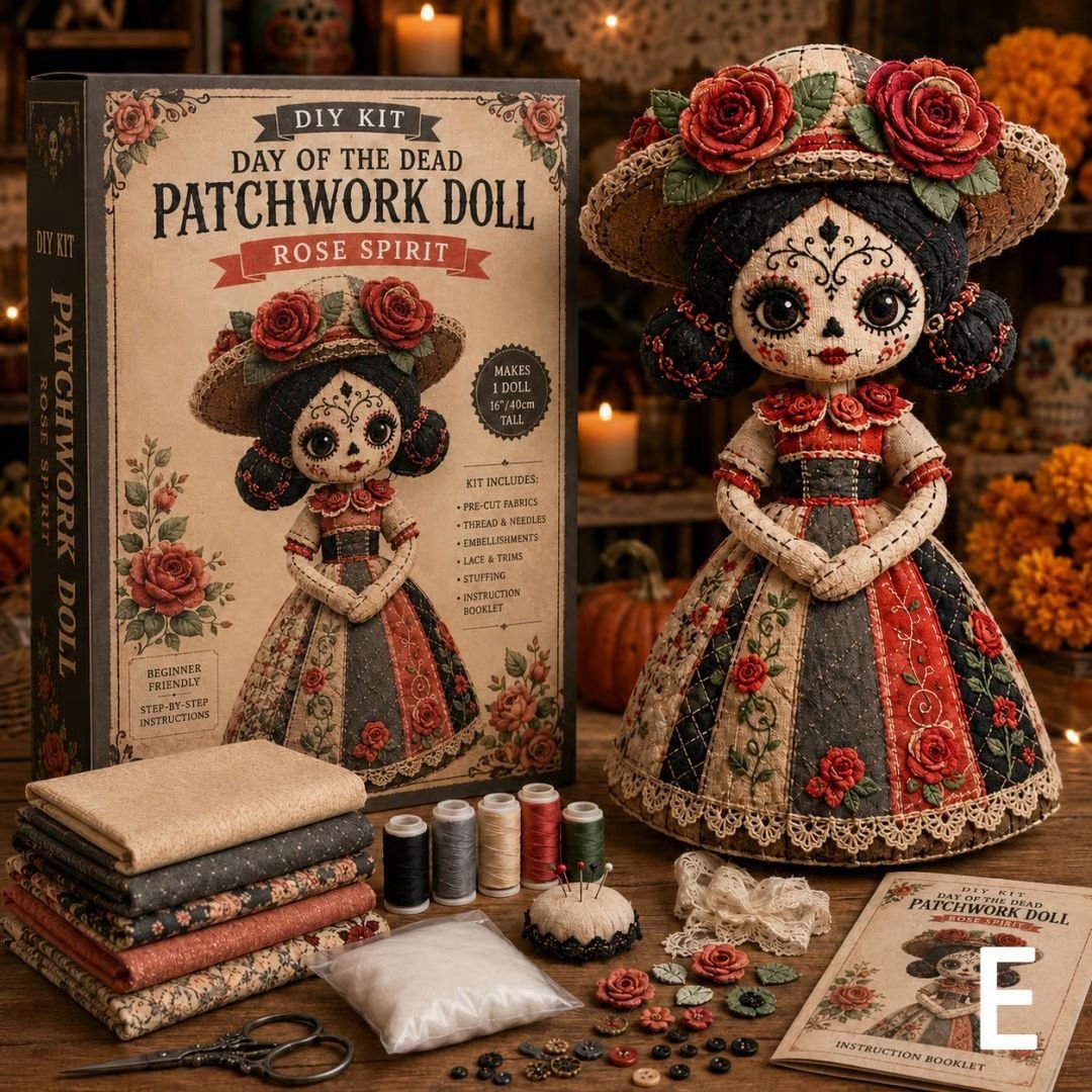 🖤 DIY Day of the Dead Patchwork Doll Kit