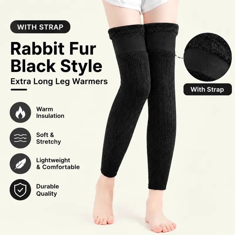 ❄️ Fleece Knee Warmers – Extended Thermal Knee Sleeves for Men & Women with Non-Slip Fit
