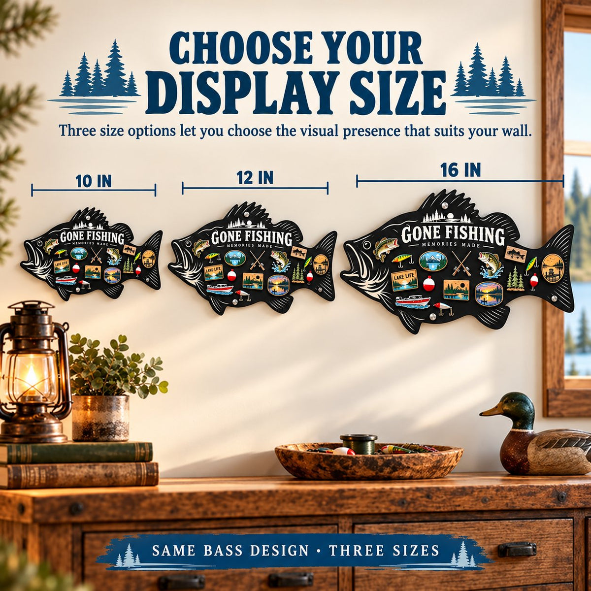⏳ Last Day 49% OFF – 🎣 Bass-Shaped Magnetic Fishing Memory Board | 3 Sizes for Lake Magnets, Fishing Trips & Keepsakes 🐟