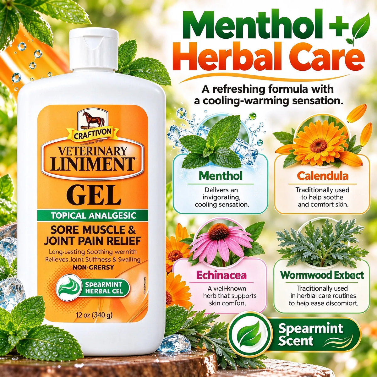 🎁Spearmint Cooling Liniment Gel – Muscle & Joint Comfort