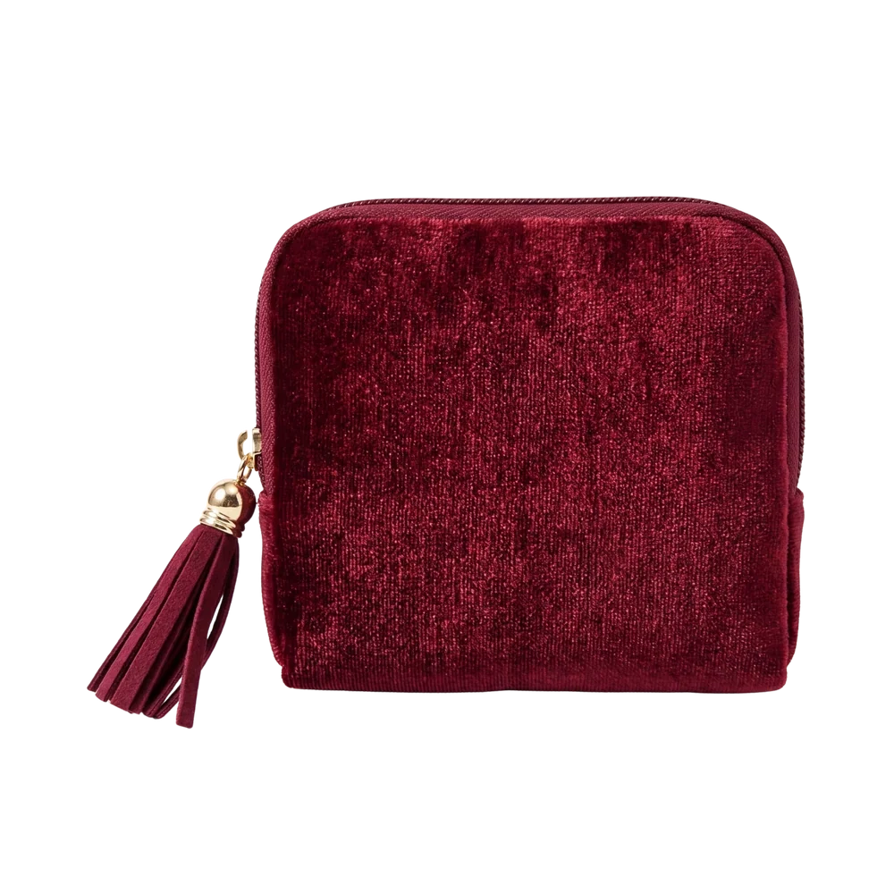 Velvet anti-tangle travel portable jewelry storage bag with tassel zipper