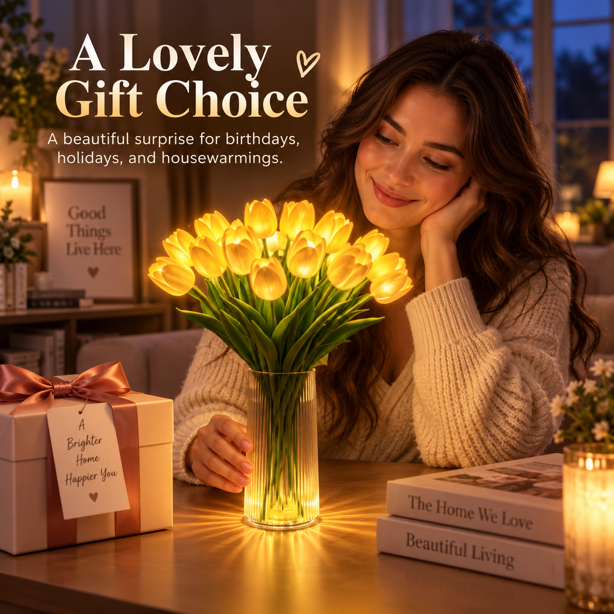 🌷Radiant Romantic Tulip Light-1 pack of 15 flowers