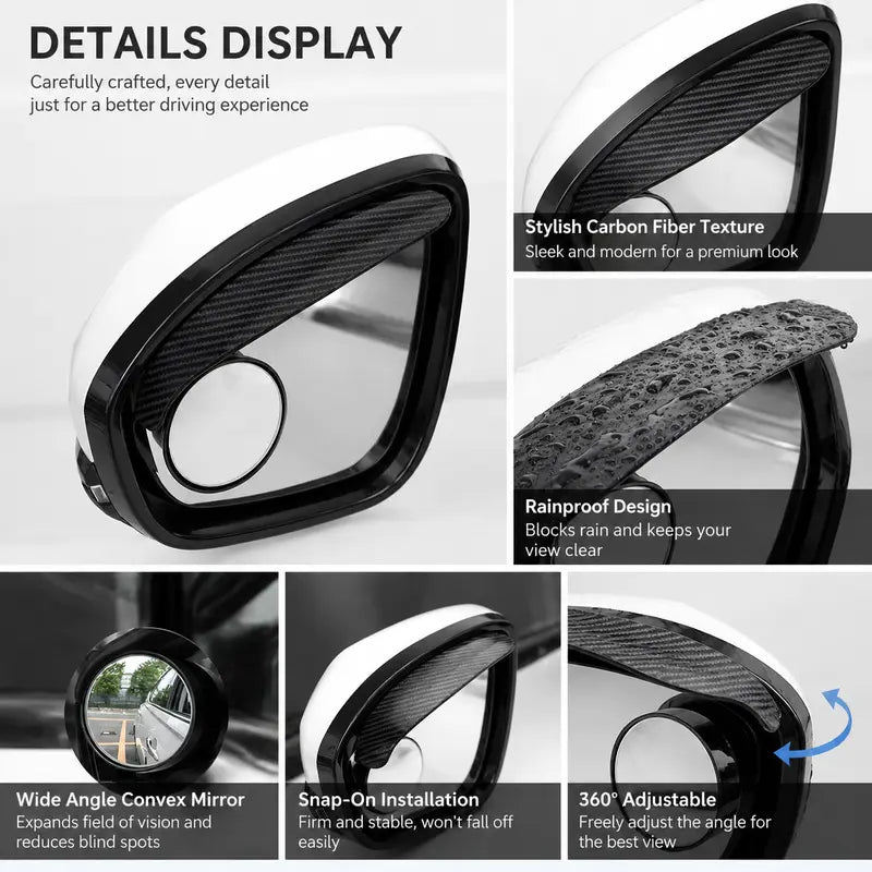 🎁2-in-1 Rearview Mirror Rain Visor with 360° Blind Spot Mirror!!!