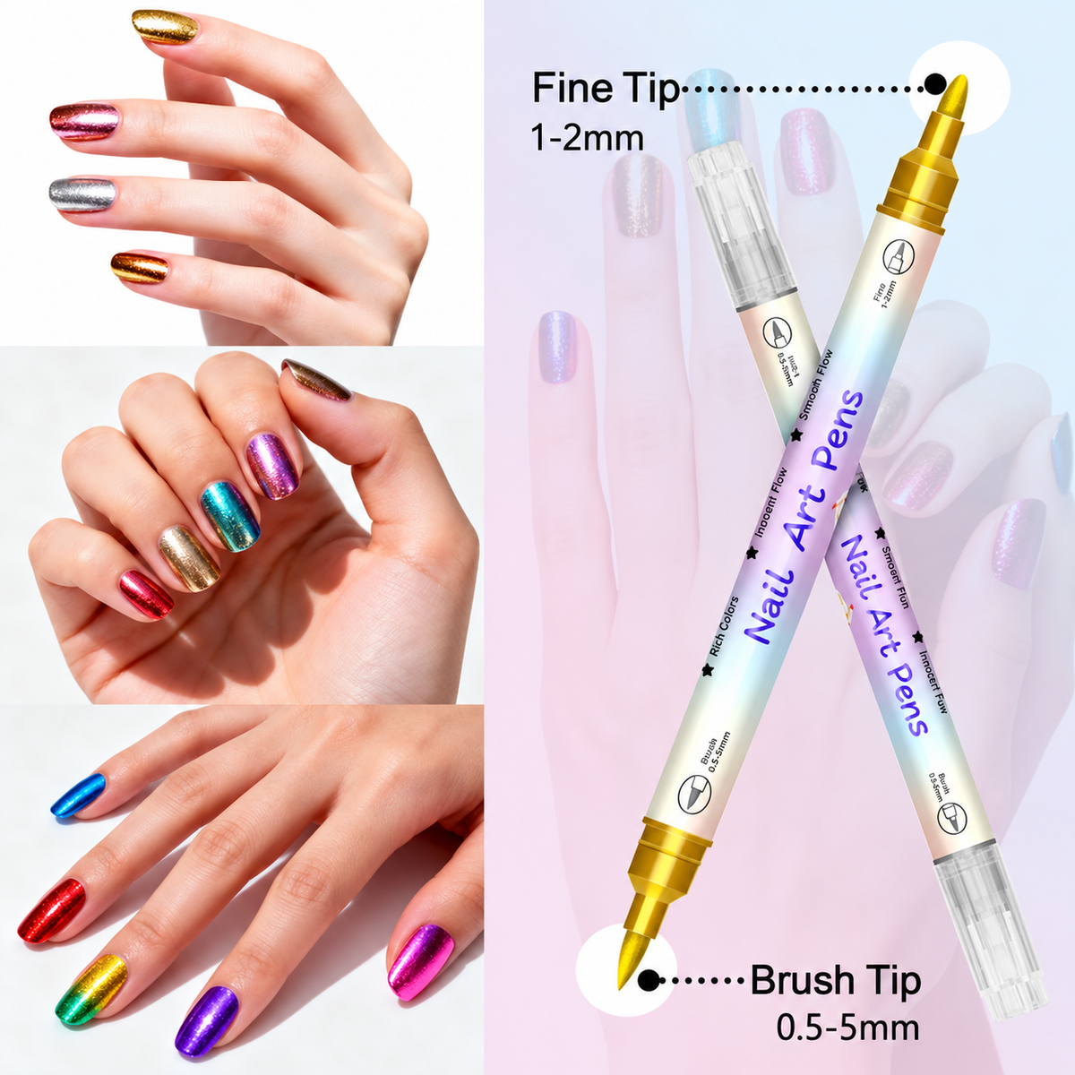 12/24 Colors Nail Art Pens – DIY 3D Markers for Drawing, Dotting & Manicure