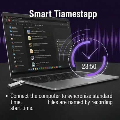 USB Flash Drive Voice Recorder 2-in-1 – Voice Activated, Smart Noise Reduction, Scheduled Recording, Auto File Save
