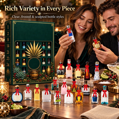 🎁✨ 24-Day Mini Tequila Bottle Advent Calendar – Holiday Countdown, Bar Decor & Collector Gift