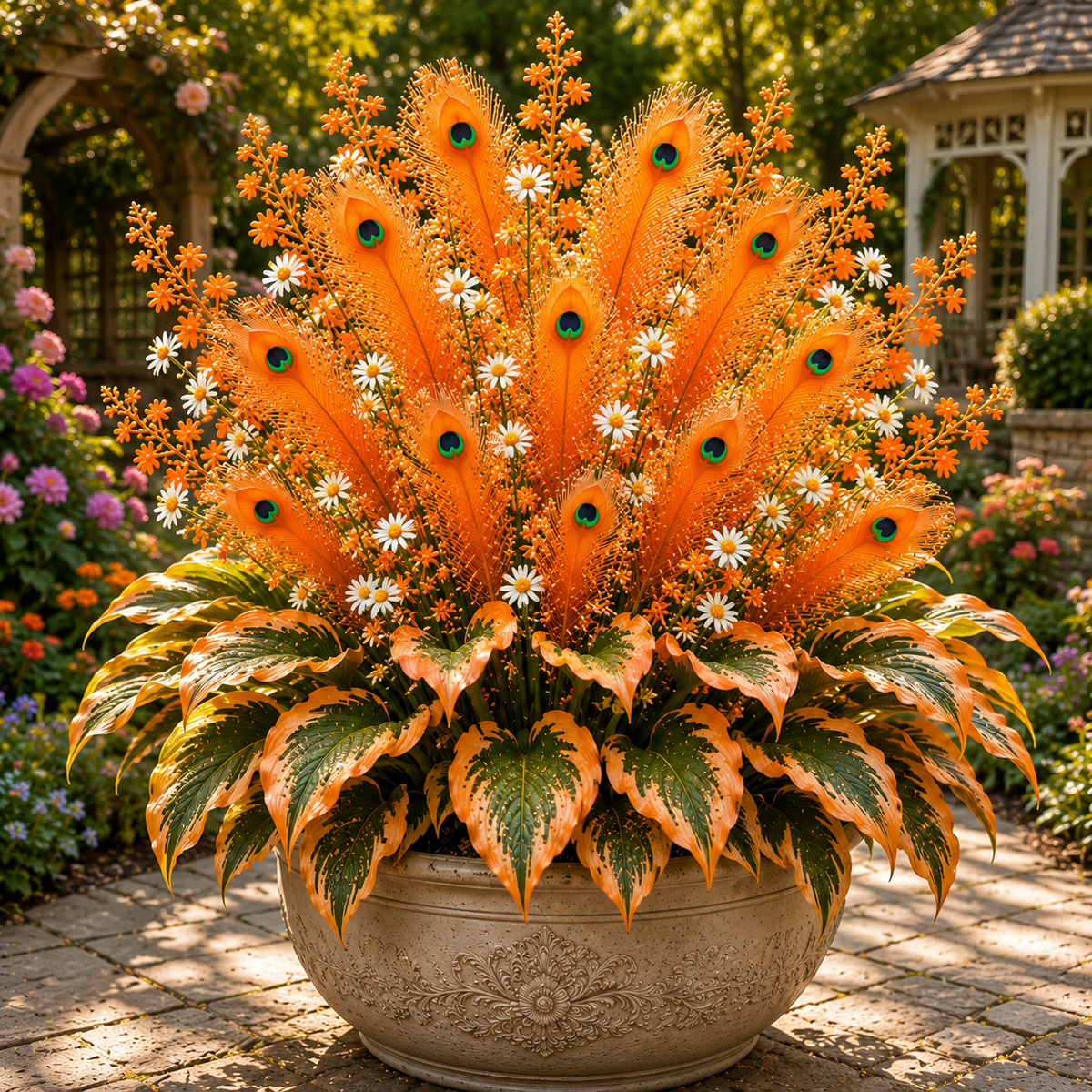 🦚 Rare Peacock Flame Hosta Bulbs🌸Brilliant Orange Plumes & Collector's Garden Beauty-
