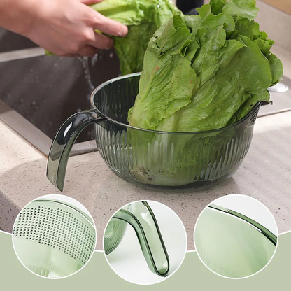 🥗 Multi-Purpose Rice Washing & Strainer Bowl | Wash Rice, Fruits & Vegetables