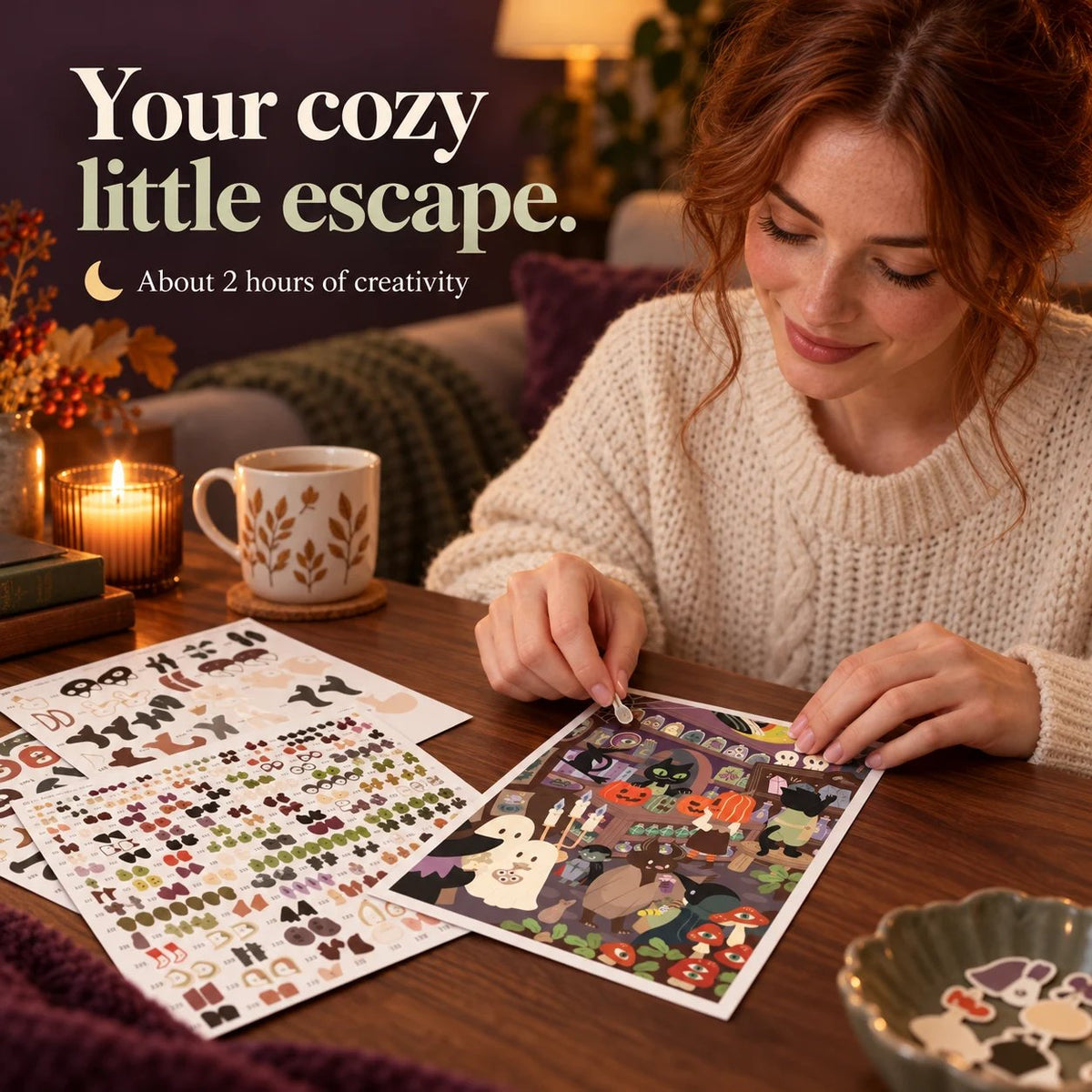 🐈‍⬛✨ 246-Piece Witchy Shop Numbered Sticker Mural 🎃