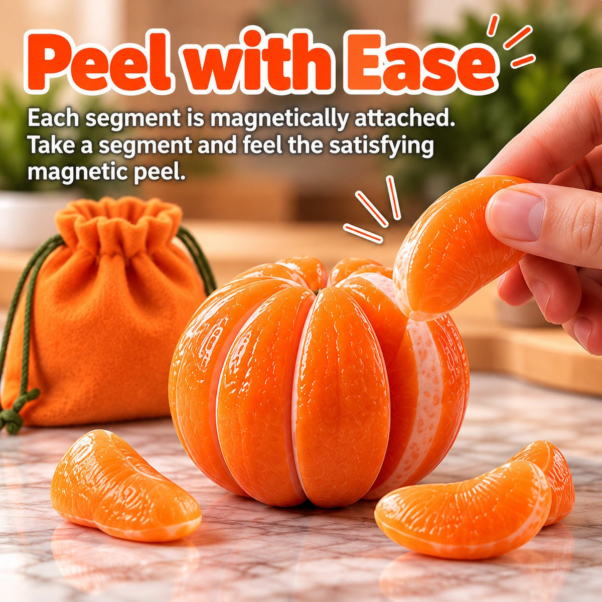 🍊🧲 Magnetic Stone Orange Fidget Toy — Peel, Rebuild & Relax with Satisfying Magnetic Play