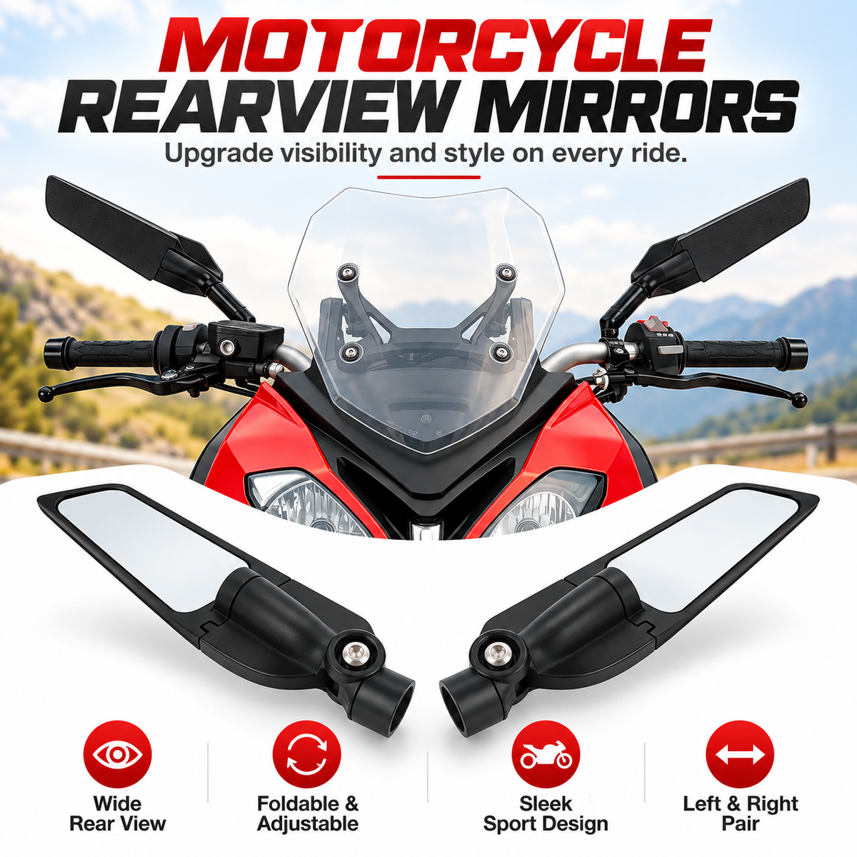Rotating Adjustable Motorcycle Rearview Mirror