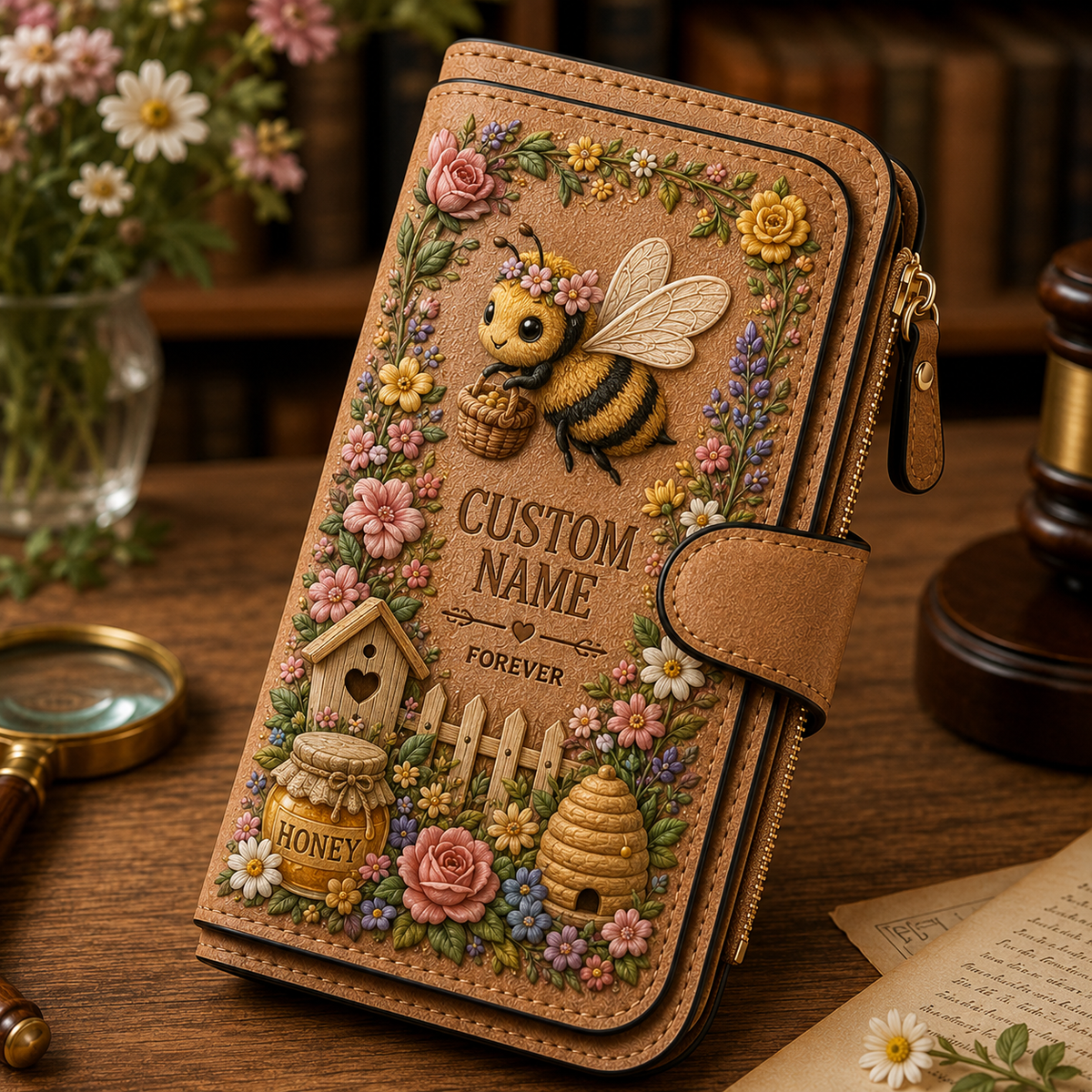 🌸 Personalized Embossed Wallet – Pick Your Style, Add Your Name 🌿